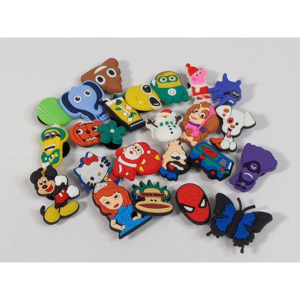 Lot of 25 Assorted Shoe Charms Mickey Mouse Hello Kitty Spider-Man Minions PVC